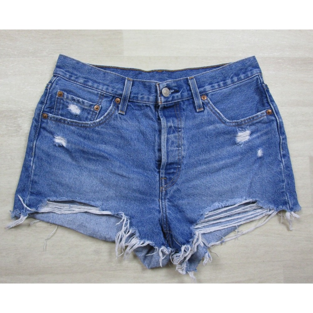 Levi's 501 Denim Jean Shorts Women's Size (29) Distressed Cut Off Festival